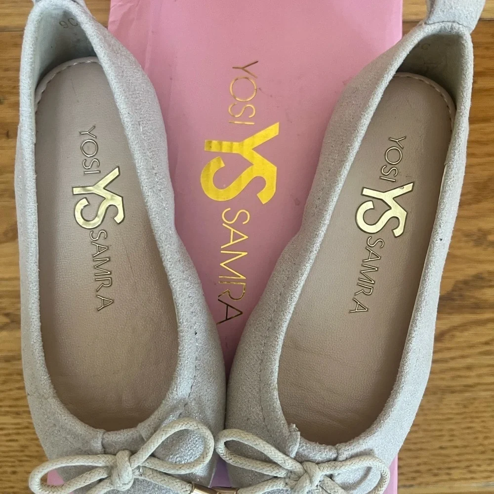 Yosi Samra Miss Sheila Sandstone ballet flats. Fabric upper. Synthetic lining.